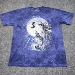The Mountain Wolves T Shirt Adult Size XL Blue Tie Dye Vintage Y2K Style Tee